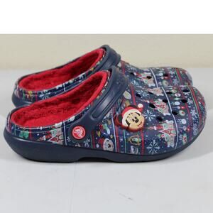DISNEY WORLD CHRISTMAS MICKEY CASTLE CROCS FLEECE LINED WINTER WOMENS 7